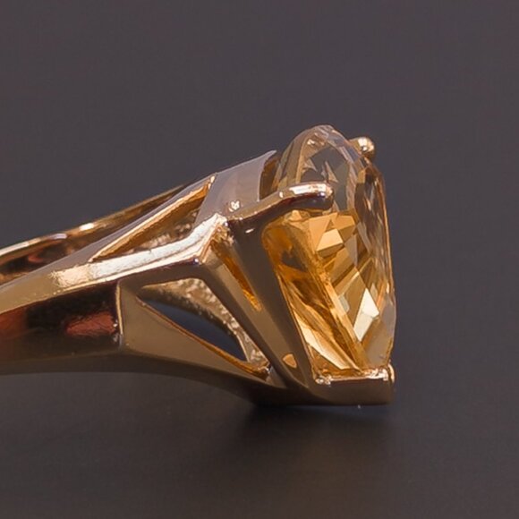Late ’70s 14K Gold Fancy-Cut Citrine Statement Ring (4.72 g), Size 7.75 - Picture 11 of 15